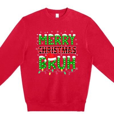 Bruh Christmas Red Plaid Teens Xmas Pajama Premium Crewneck Sweatshirt