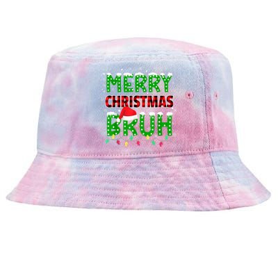 Bruh Christmas Red Plaid Teens Xmas Pajama Tie-Dyed Bucket Hat