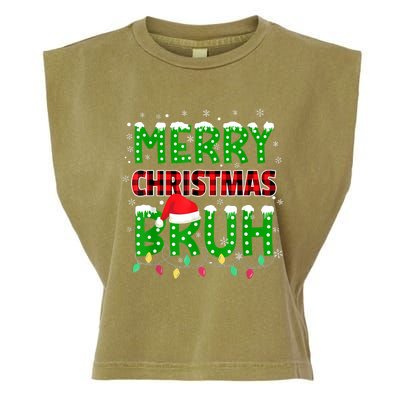 Bruh Christmas Red Plaid Teens Xmas Pajama Garment-Dyed Women's Muscle Tee