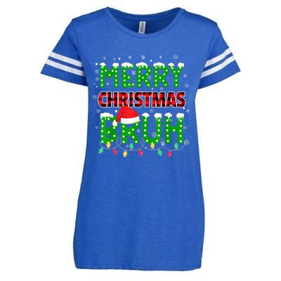 Bruh Christmas Red Plaid Teens Xmas Pajama Enza Ladies Jersey Football T-Shirt