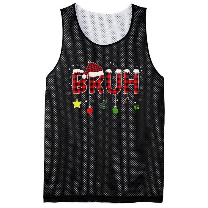 Bruh Christmas Red Plaid Ns Xmas Pajama Mesh Reversible Basketball Jersey Tank