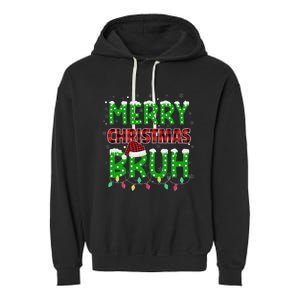 Bruh Christmas Red Plaid Ns Xmas Pajama Garment-Dyed Fleece Hoodie