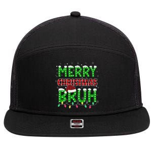 Bruh Christmas Red Plaid Ns Xmas Pajama 7 Panel Mesh Trucker Snapback Hat