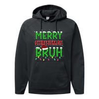 Bruh Christmas Red Plaid Ns Xmas Pajama Performance Fleece Hoodie