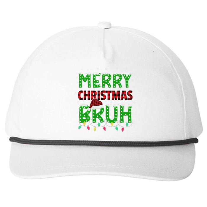 Bruh Christmas Red Plaid Ns Xmas Pajama Snapback Five-Panel Rope Hat