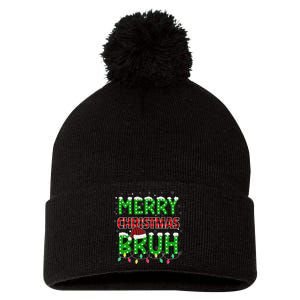 Bruh Christmas Red Plaid Ns Xmas Pajama Pom Pom 12in Knit Beanie