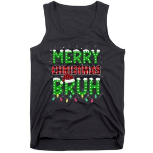 Bruh Christmas Red Plaid Ns Xmas Pajama Tank Top