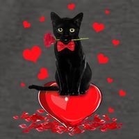 Black Cat Red Rose Valentines Day Vector Backpack