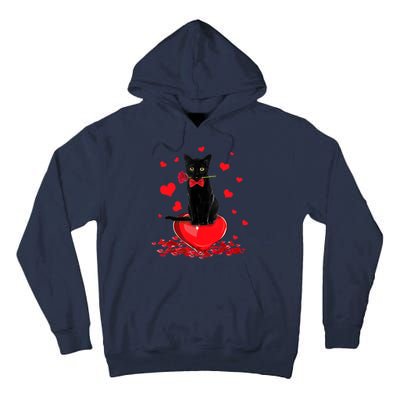 Black Cat Red Rose Valentines Day Tall Hoodie