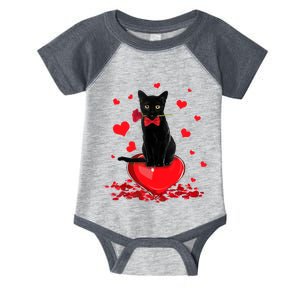 Black Cat Red Rose Valentines Day Infant Baby Jersey Bodysuit