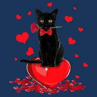 Black Cat Red Rose Valentines Day Infant Baby Jersey Bodysuit