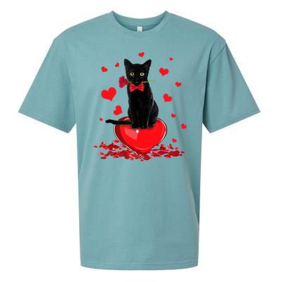 Black Cat Red Rose Valentines Day Sueded Cloud Jersey T-Shirt