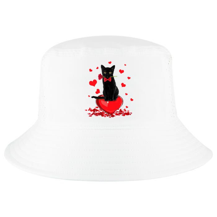 Black Cat Red Rose Valentines Day Cool Comfort Performance Bucket Hat