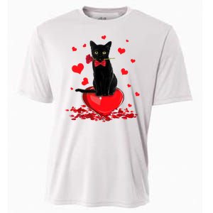 Black Cat Red Rose Valentines Day Cooling Performance Crew T-Shirt