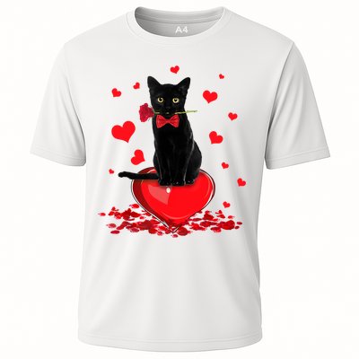 Black Cat Red Rose Valentines Day Performance Shirt