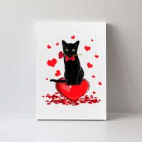 Black Cat Red Rose Valentines Day Canvas