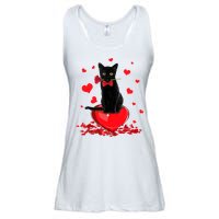 Black Cat Red Rose Valentines Day Ladies Essential Flowy Tank
