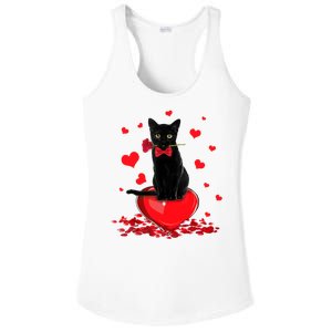 Black Cat Red Rose Valentines Day Ladies PosiCharge Competitor Racerback Tank