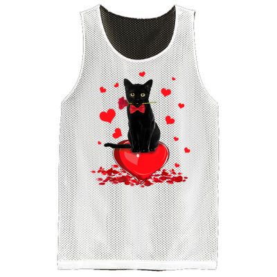 Black Cat Red Rose Valentines Day Mesh Reversible Basketball Jersey Tank