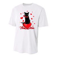 Black Cat Red Rose Valentines Day Youth Performance Sprint T-Shirt