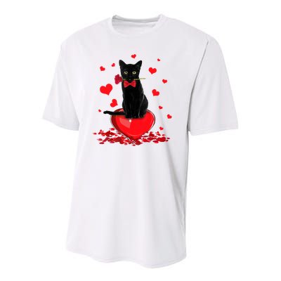 Black Cat Red Rose Valentines Day Youth Performance Sprint T-Shirt