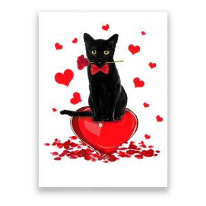 Black Cat Red Rose Valentines Day Poster