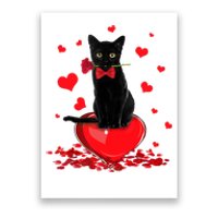 Black Cat Red Rose Valentines Day Poster