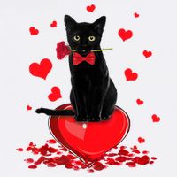 Black Cat Red Rose Valentines Day Crop Top