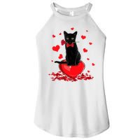 Black Cat Red Rose Valentines Day Women’s Perfect Tri Rocker Tank