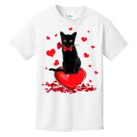 Black Cat Red Rose Valentines Day Kids T-Shirt