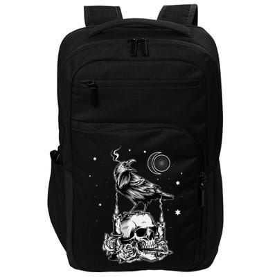 Black Crow Raven Skull Viking Norse Occult Gothic Impact Tech Backpack