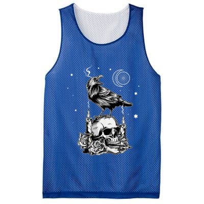 Black Crow Raven Skull Viking Norse Occult Gothic Mesh Reversible Basketball Jersey Tank