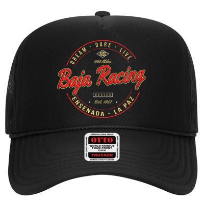 Baja California Racing For All Who Race 1000 Miles Or More High Crown Mesh Back Trucker Hat