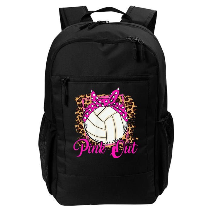 Breast Cancer Ribbon Pink Out Volleyball Pink Ribbon Leopard Daily Commute Backpack