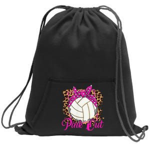 Breast Cancer Ribbon Pink Out Volleyball Pink Ribbon Leopard Sweatshirt Cinch Pack Bag