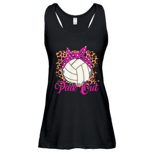 Breast Cancer Ribbon Pink Out Volleyball Pink Ribbon Leopard Ladies Essential Flowy Tank