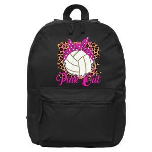 Breast Cancer Ribbon Pink Out Volleyball Pink Ribbon Leopard 16 in Basic Backpack