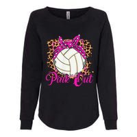 Breast Cancer Ribbon Pink Out Volleyball Pink Ribbon Leopard Womens California Wash Sweatshirt