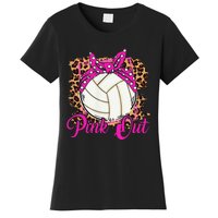 Breast Cancer Ribbon Pink Out Volleyball Pink Ribbon Leopard Women's T-Shirt