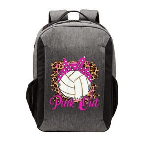 Breast Cancer Ribbon Pink Out Volleyball Pink Ribbon Leopard Vector Backpack