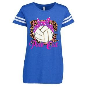 Breast Cancer Ribbon Pink Out Volleyball Pink Ribbon Leopard Enza Ladies Jersey Football T-Shirt