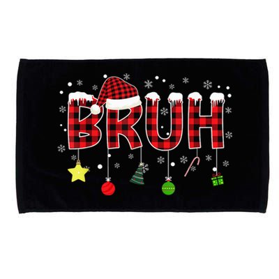 Bruh Christmas Red Plaid Merry Christmas Buffalo Santa Hat Xmas Pajama Microfiber Hand Towel