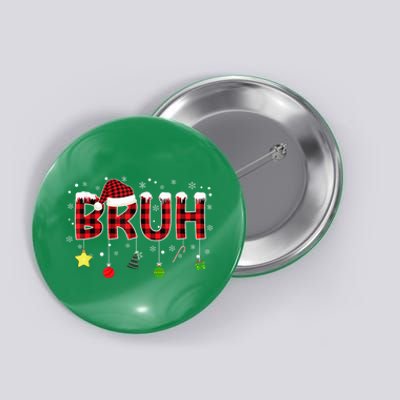 Bruh Christmas Red Plaid Merry Christmas Buffalo Santa Hat Xmas Pajama Button