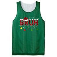 Bruh Christmas Red Plaid Merry Christmas Buffalo Santa Hat Xmas Pajama Mesh Reversible Basketball Jersey Tank