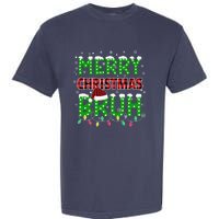 Bruh Christmas Red Green Plaid Merry Christmas Buffalo Santa Hat Pajama Garment-Dyed Heavyweight T-Shirt