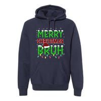 Bruh Christmas Red Green Plaid Merry Christmas Buffalo Santa Hat Pajama Premium Hoodie