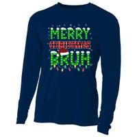 Bruh Christmas Red Green Plaid Merry Christmas Buffalo Santa Hat Pajama Cooling Performance Long Sleeve Crew