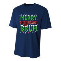 Bruh Christmas Red Green Plaid Merry Christmas Buffalo Santa Hat Pajama Performance Sprint T-Shirt