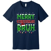 Bruh Christmas Red Green Plaid Merry Christmas Buffalo Santa Hat Pajama Premium T-Shirt