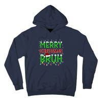 Bruh Christmas Red Green Plaid Merry Christmas Buffalo Santa Hat Pajama Tall Hoodie